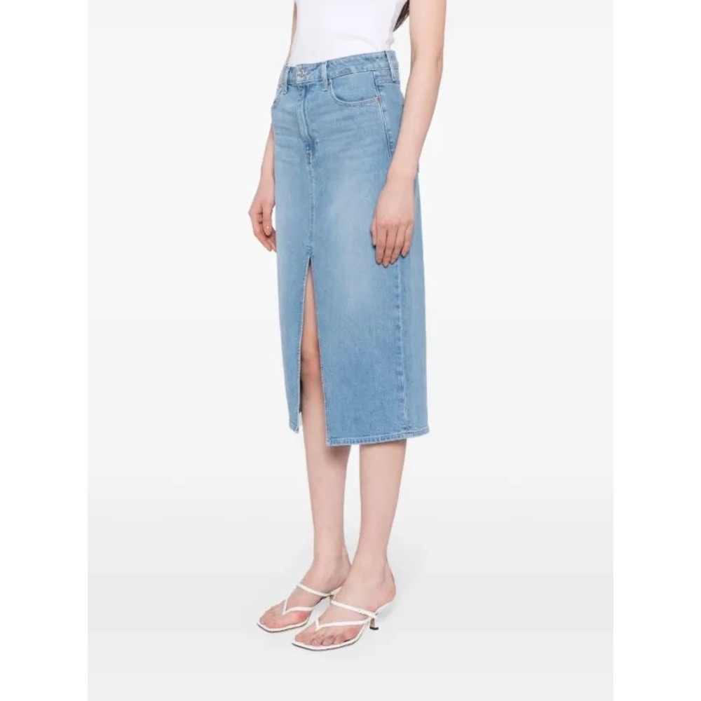 Paige Angela Denim High Rise Midi Skirt Blue Size 27 $323 NWOT READ